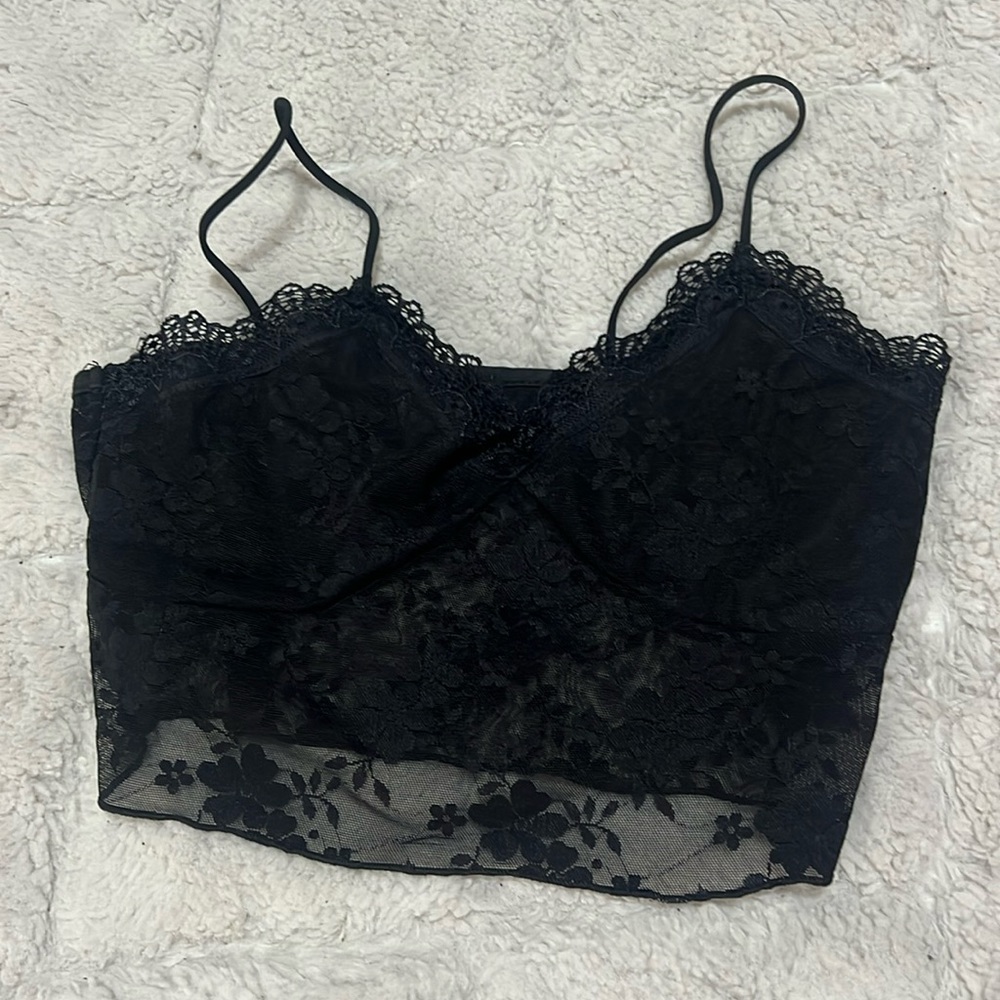 black lace crop top